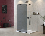 Cezares Liberta Душевая перегородка 90x195h см, тонированное стекло 8 мм, цвет: черный матовый LIBERTA-L-2-90-GR-NERO