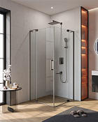 Cezares Slider Душевой уголок 100-110x100-110x195h см, прозрачное стекло 8 мм, цвет: оружейная сталь SLIDER-A-2-100/110-C-GM