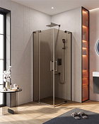 Cezares Slider Душевой уголок 70-80x70-80x195h см, тонированное стекло 8 мм, цвет: оружейная сталь SLIDER-A-2-70/80-BR-GM