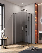 Cezares Slider Душевой уголок 80-90x80-90x195h см, тонированное стекло 8 мм, цвет: оружейная сталь SLIDER-A-2-80/90-GRIGIO-GM