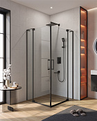 Cezares Slider Душевой уголок 90-100x90-100x195h см, прозрачное стекло 8 мм, цвет: черный матовый SLIDER-A-2-90/100-C-NERO