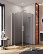 Cezares Slider Душевой уголок 90-100x90-100x195h см, тонированное стекло 8 мм, цвет: хром SLIDER-A-2-90/100-GRIGIO-Cr