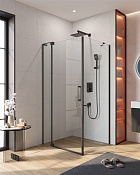 Cezares Slider Душевой уголок 100-110x100x195h см, прозрачное стекло 8 мм, цвет: черный матовый SLIDER-AH-1-100-100/110-C-NERO