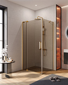 Cezares Slider Душевой уголок 70-80x100x195h см, тонированное стекло 8 мм, цвет: браширован. золото SLIDER-AH-1-100-70/80-BR-BORO