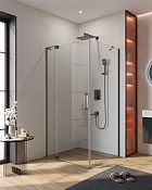 Cezares Slider Душевой уголок 90-100x100x195h см, прозрачное стекло 8 мм, цвет: оружейная сталь SLIDER-AH-1-100-90/100-C-GM