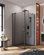 Cezares Slider Душевой уголок 90-100x100x195h см, тонированное стекло 8 мм, цвет: черный матовый SLIDER-AH-1-100-90/100-GRIGIO-NERO