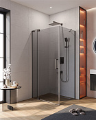 Cezares Slider Душевой уголок 100-110x80x195h см, тонированное стекло 8 мм, цвет: оружейная сталь SLIDER-AH-1-80-100/110-GRIGIO-GM