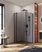 Cezares Slider Душевой уголок 100-110x80x195h см, тонированное стекло 8 мм, цвет: черный матовый SLIDER-AH-1-80-100/110-GRIGIO-NERO