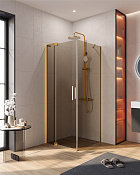 Cezares Slider Душевой уголок 70-80x80x195h см, тонированное стекло 8 мм, цвет: брашированное золото SLIDER-AH-1-80-70/80-BR-BORO