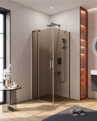 Cezares Slider Душевой уголок 70-80x80x195h см, тонированное стекло 8 мм, цвет: оружейная сталь SLIDER-AH-1-80-70/80-BR-GM