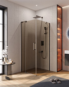 Cezares Slider Душевой уголок 70-80x90x195h см, тонированное стекло 8 мм, цвет: оружейная сталь SLIDER-AH-1-90-70/80-BR-GM