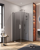 Cezares Slider Душевой уголок 70-80x90x195h см, тонированное стекло 8 мм, цвет: хром SLIDER-AH-1-90-70/80-GRIGIO-Cr