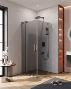 Cezares Slider Душевой уголок 70-80x90x195h см, тонированное стекло 8 мм, цвет: оружейная сталь SLIDER-AH-1-90-70/80-GRIGIO-GM