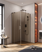 Cezares Slider Душевой уголок 80-90x90x195h см, тонированное стекло 8 мм, цвет: оружейная сталь SLIDER-AH-1-90-80/90-BR-GM