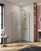 Cezares Slider Душевой уголок 80-90x90x195h см, прозрачное стекло 8 мм, цвет: брашированное золото SLIDER-AH-1-90-80/90-C-BORO