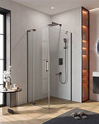 Cezares Slider Душевой уголок 80-90x90x195h см, прозрачное стекло 8 мм, цвет: оружейная сталь SLIDER-AH-1-90-80/90-C-GM