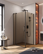 Cezares Slider Душевой уголок 90-100x90x195h см, тонированное стекло 8 мм, цвет: черный матовый SLIDER-AH-1-90-90/100-BR-NERO