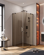 Cezares Slider Душевой уголок 70-80x100-110x195h см, тонированное стекло 8 мм, цвет: оружейная сталь SLIDER-AH-2-70/80-100/110-BR-GM