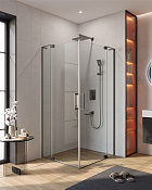 Cezares Slider Душевой уголок 70-80x80-90x195h см, прозрачное стекло 8 мм, цвет: оружейная сталь SLIDER-AH-2-70/80-80/90-C-GM