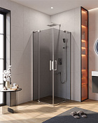 Cezares Slider Душевой уголок 70-80x80-90x195h см, тонированное стекло 8 мм, цвет: хром SLIDER-AH-2-70/80-80/90-GRIGIO-Cr