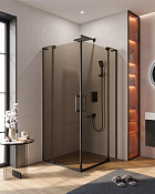 Cezares Slider Душевой уголок 70-80x90-100x195h см, тонированное стекло 8 мм, цвет: черный матовый SLIDER-AH-2-70/80-90/100-BR-NERO