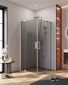 Cezares Slider Душевой уголок 90-100x100-110x195h см, тонированное стекло 8 мм, цвет: хром SLIDER-AH-2-90/100-100/110-GRIGIO-Cr