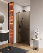 Cezares Slider Душевая дверь распашная 110x195h см, тонированное стекло 8 мм, цвет: оружейная сталь SLIDER-B-1-100/110-BR-GM