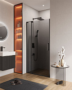Cezares Slider Душевая дверь распашная 110x195h см, тонированное стекло 8 мм, цвет: черный матовый SLIDER-B-1-100/110-GRIGIO-NERO
