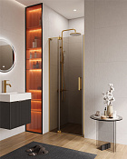 Cezares Slider Душевая дверь распашная 80x195h см, тонированное стекло 8 мм, цвет: брашир. золото SLIDER-B-1-70/80-BR-BORO