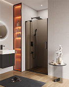 Cezares Slider Душевая дверь распашная 100x195h см, тонированное стекло 8 мм, цвет: черный матовый SLIDER-B-1-90/100-BR-NERO