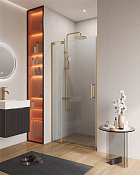 Cezares Slider Душевая дверь раздвижная 100x195h см, прозрачное стекло 8 мм, цвет: брашир. золото SLIDER-B-1-90/100-C-BORO