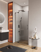 Cezares Slider Душевая дверь распашная 100x195h см, прозрачное стекло 8 мм, цвет: оружейная сталь SLIDER-B-1-90/100-C-GM
