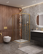 Cezares Molveno Душевой уголок 100,5x100,5x195h см, прозрачное стекло 6 мм, цвет: браширован. золото MOLVENO-A-2-100-C-BORO-IV