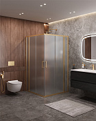 Cezares Molveno Душевой уголок 110,5x110,5x195h см, рифленое стекло 6 мм, цвет: брашированное золото MOLVENO-A-22-90+20-P-BORO