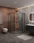 Cezares Molveno Душевой уголок 120,5x120,5x195h см, прозрачное стекло 6 мм, цвет: оружейная сталь MOLVENO-R-22-100+20-C-GM-IV