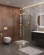 Cezares Molveno Душевой уголок 90,5x90,5x195h см, прозрачное стекло 6 мм, цвет: брашированное золото MOLVENO-R-2-90-C-BORO-IV