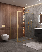 Cezares Molveno Душевой уголок 152x90x195h см, прозрачное стекло 6 мм, цвет: брашированное золото MOLVENO-AH-11-150/90-C-BORO-IV