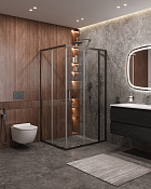 Cezares Molveno Душевой уголок 120,5x100,5x195h см, прозрачное стекло 6 мм, цвет: оружейная сталь MOLVENO-AH-21-100+20-C-GM-IV