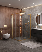 Cezares Molveno Душевой уголок 120,5x110,5x195h см, прозрачное стекло 6 мм, цвет: браширован. золото MOLVENO-AH-22-120/110-C-BORO-IV