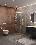 Cezares Molveno Душевой уголок 120,5x90,5x195h см, прозрачное стекло 6 мм, цвет: браширован. золото MOLVENO-RH-1-120/90-C-BORO-IV