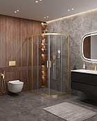 Cezares Molveno Душевой уголок 120,5x90,5x195h см, прозрачное стекло 6 мм, цвет: браширован. золото MOLVENO-RH-2-120/90-C-BORO-IV