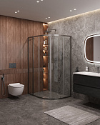 Cezares Molveno Душевой уголок 120,5x90,5x195h см, прозрачное стекло 6 мм, цвет: оружейная сталь MOLVENO-RH-2-120/90-C-GM-IV