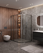 Cezares Molveno Душевой уголок 130,5x100,5x195h см, прозрачное стекло 6 мм, цвет: оружейная сталь MOLVENO-RH-2-130/100-C-GM-IV