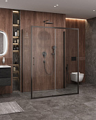 Cezares Molveno Душевой уголок 137x90x195h см, прозрачное стекло 6 мм, цвет: оружейная сталь MOLVENO-AH-12-140/90-C-GM-IV