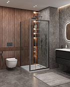 Cezares Molveno Душевой уголок 86,5x90,5x195h см, прозрачное стекло 6 мм, цвет: оружейная сталь MOLVENO-AF-31-90-C-GM-IV