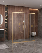 Cezares Molveno Душевой уголок 167x90x195h см, прозрачное стекло 6 мм, цвет: брашированное золото MOLVENO-AH-2/2-170/90-C-BORO-IV