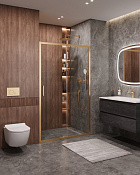 Cezares Molveno Душевая дверь раздвижная 122x195h см, прозрачное стекло 6 мм, цвет: брашир. золото MOLVENO-BF-1-120-C-BORO-IV