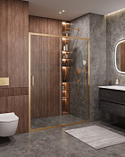 Cezares Molveno Душевая дверь раздвижная 162x195h см, прозрачное стекло 6 мм, цвет: брашир. золото MOLVENO-BF-1-160-C-BORO-IV