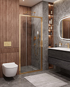 Cezares Molveno Душевая дверь раздвижная 102x195h см, прозрачное стекло 6 мм, цвет: брашир. золото MOLVENO-BF-3-100-C-BORO-IV