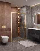 Cezares Molveno Душевая дверь раздвижная 122x195h см, прозрачное стекло 6 мм, цвет: брашир. золото MOLVENO-BF-3-120-C-BORO-IV